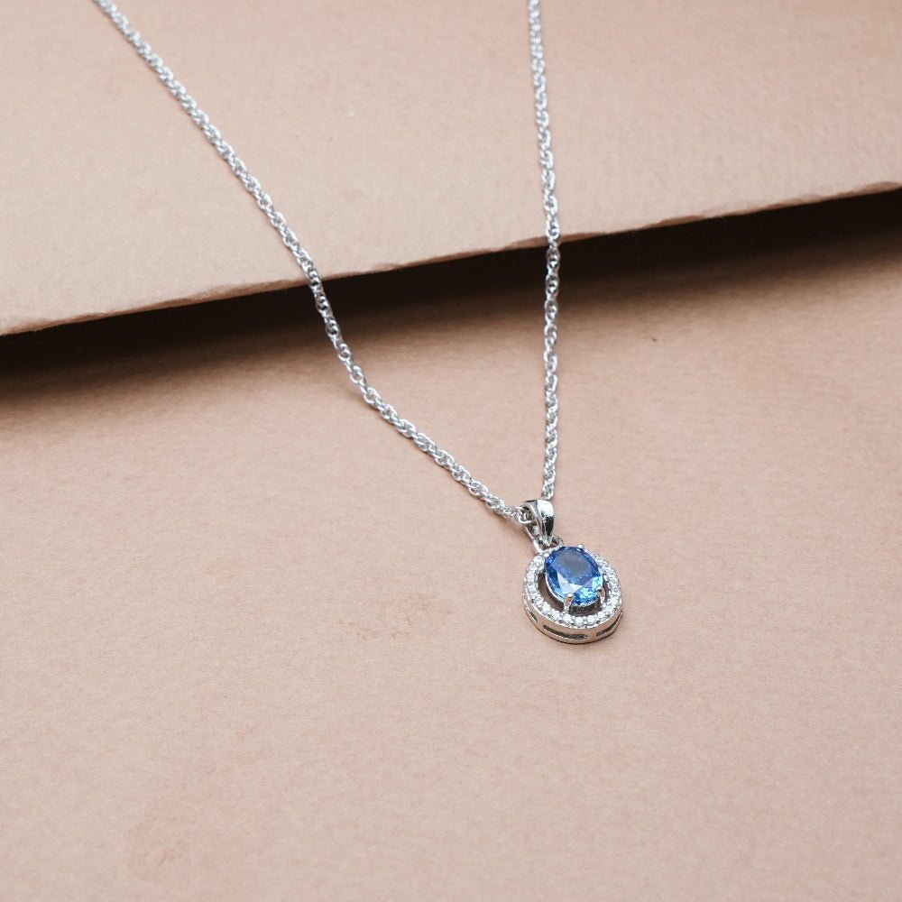 925 Silver Blue Midnight Halo Pendant - 925 sterling silver pendant by Tassya Silver