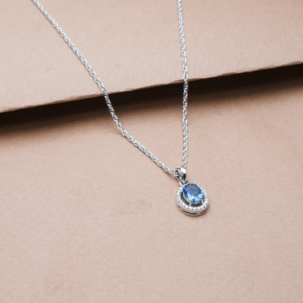 925 Silver Blue Midnight Halo Pendant