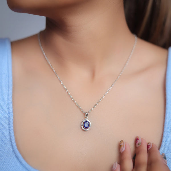 925 Silver Blue Midnight Halo Pendant