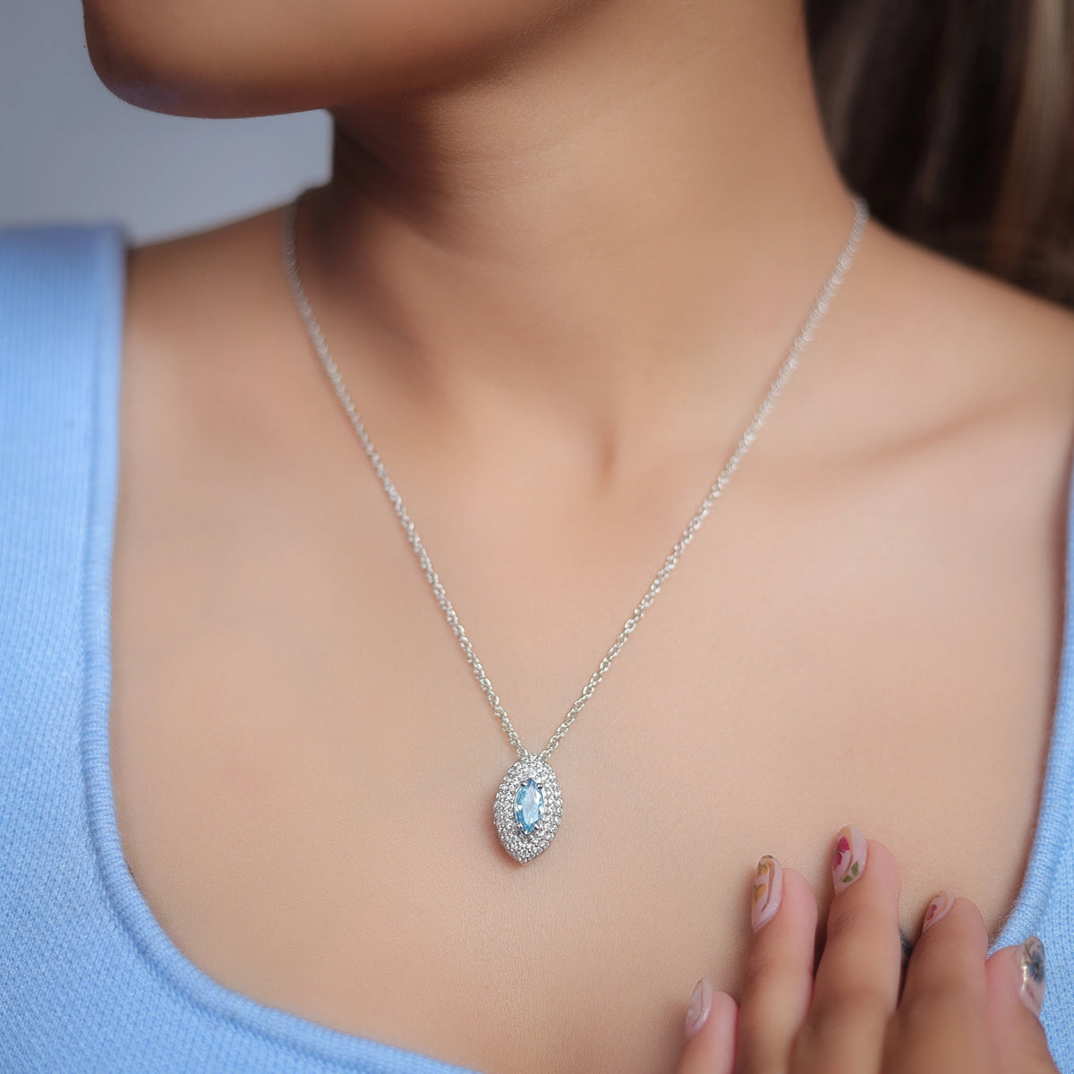 925 Silver Blue Mirage Pendant - 925 sterling silver pendant by Tassya Silver