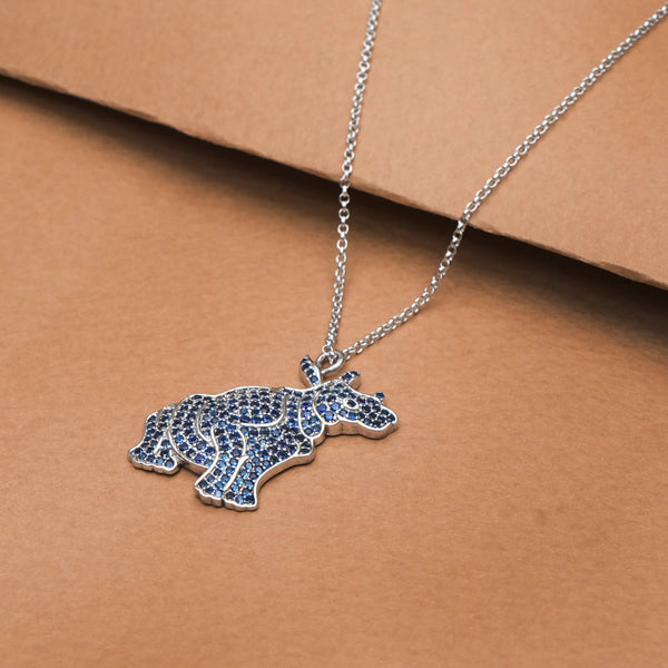 925 Silver Blue Rhino Charm Pendant