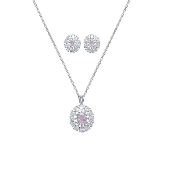 925 Silver Blush Bloom Pendant & Studs Set
