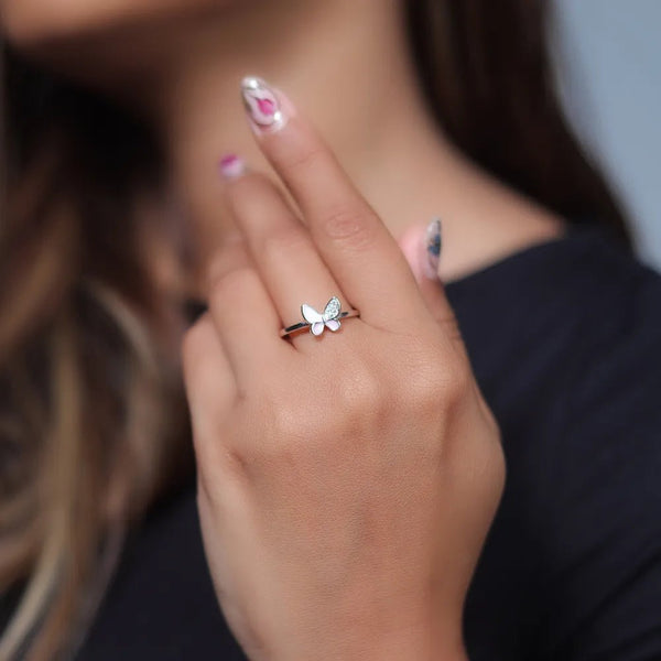 925 Silver Blush Flutter Butterfly Ring