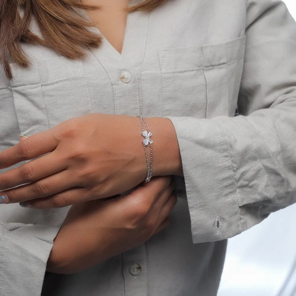 925 Silver Bow Bracelet - 925 sterling silver bracelet by Tassya Silver