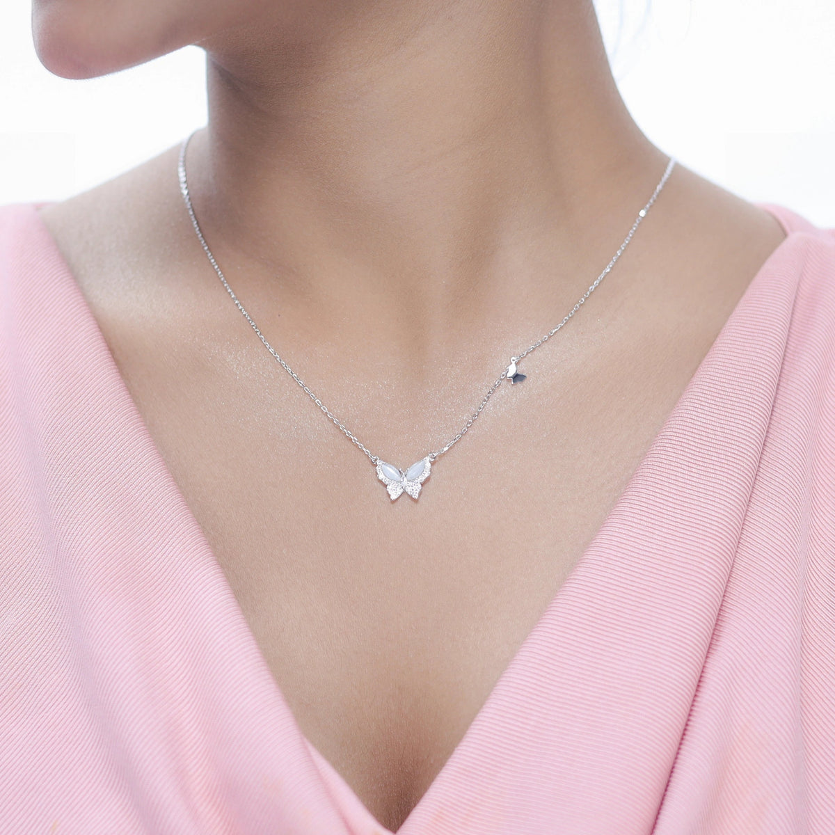 925 Silver Butterfly Chain Pendant - 925 sterling silver pendant by Tassya Silver