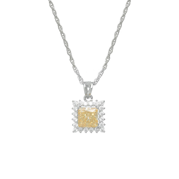 925 Silver Canary Yellow Pendant
