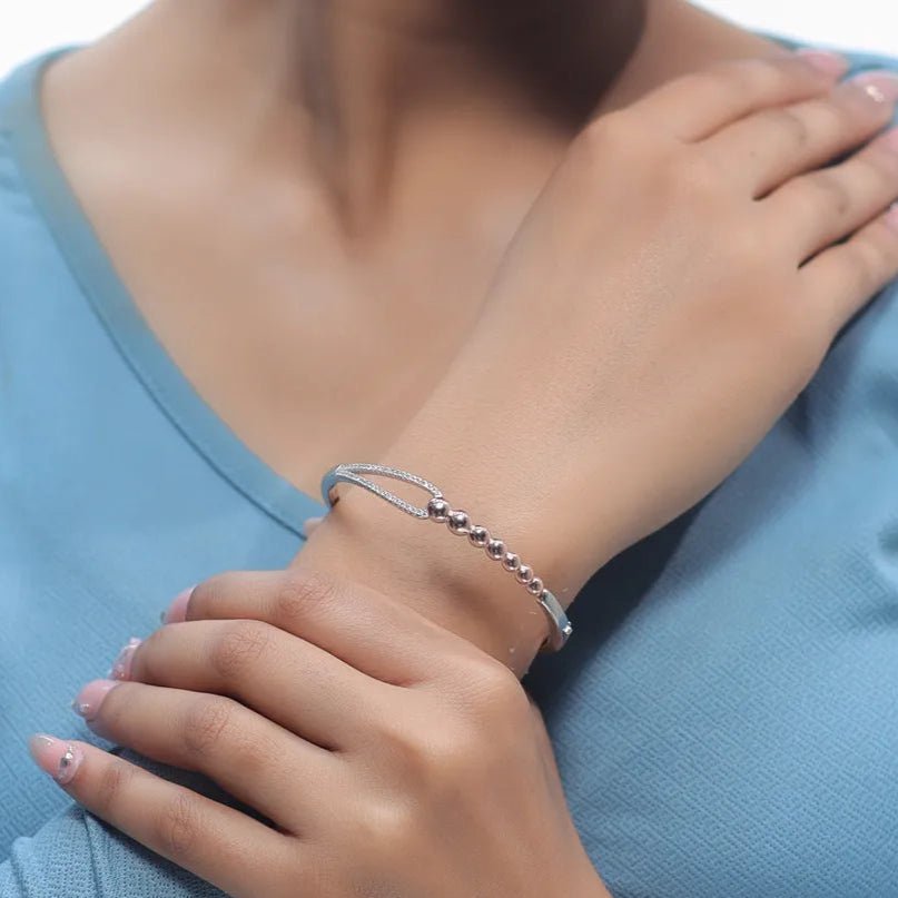 925 Silver Celestial Orbit Kada - 925 sterling silver bracelet by Tassya Silver