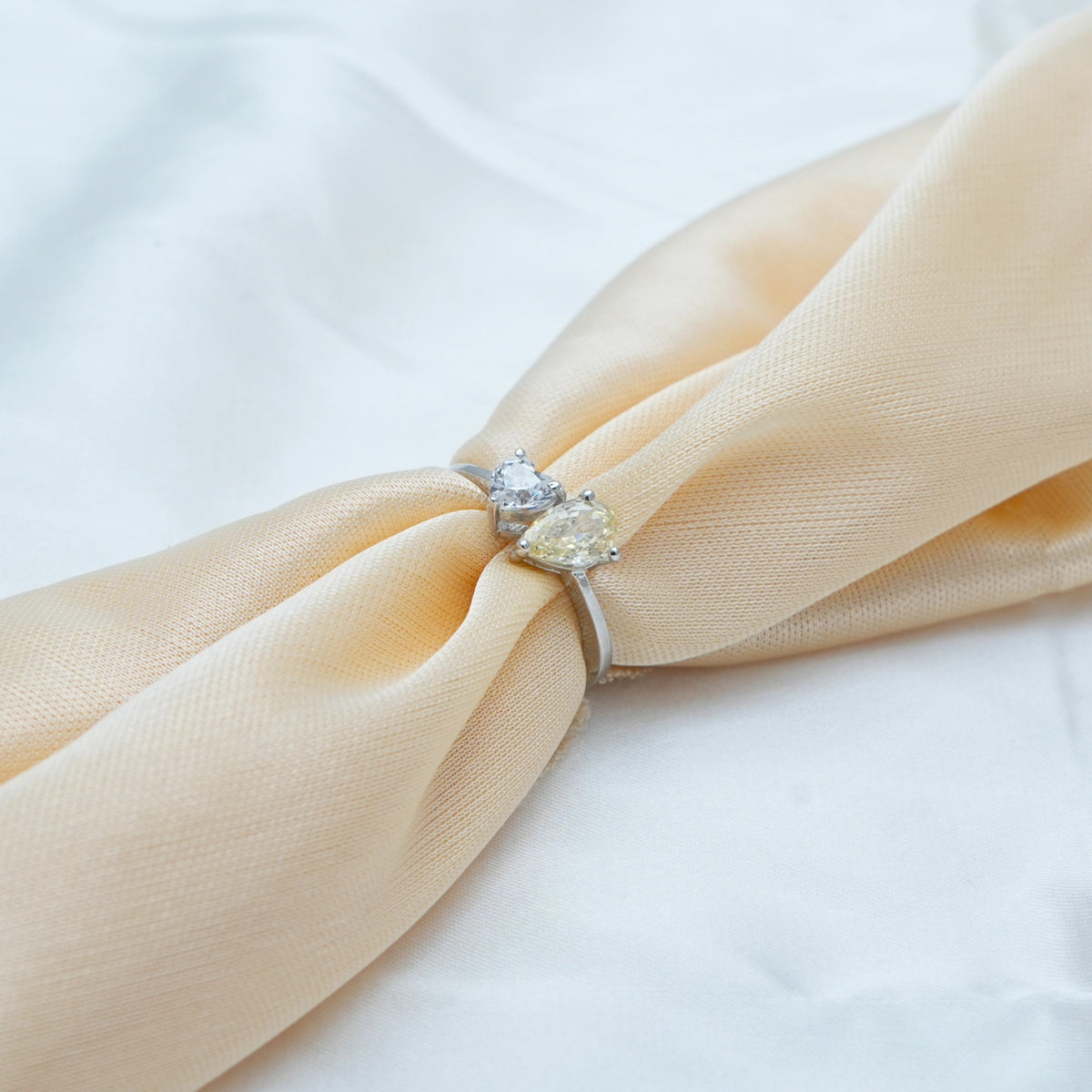 925 Silver Citrine Heart Minimal Ring - 925 sterling silver ring by Tassya Silver