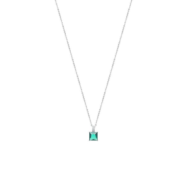 925 Silver Classic Emerald Solitaire Chain Pendant