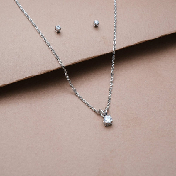 925 Silver Classic Solitaire Cubic Set