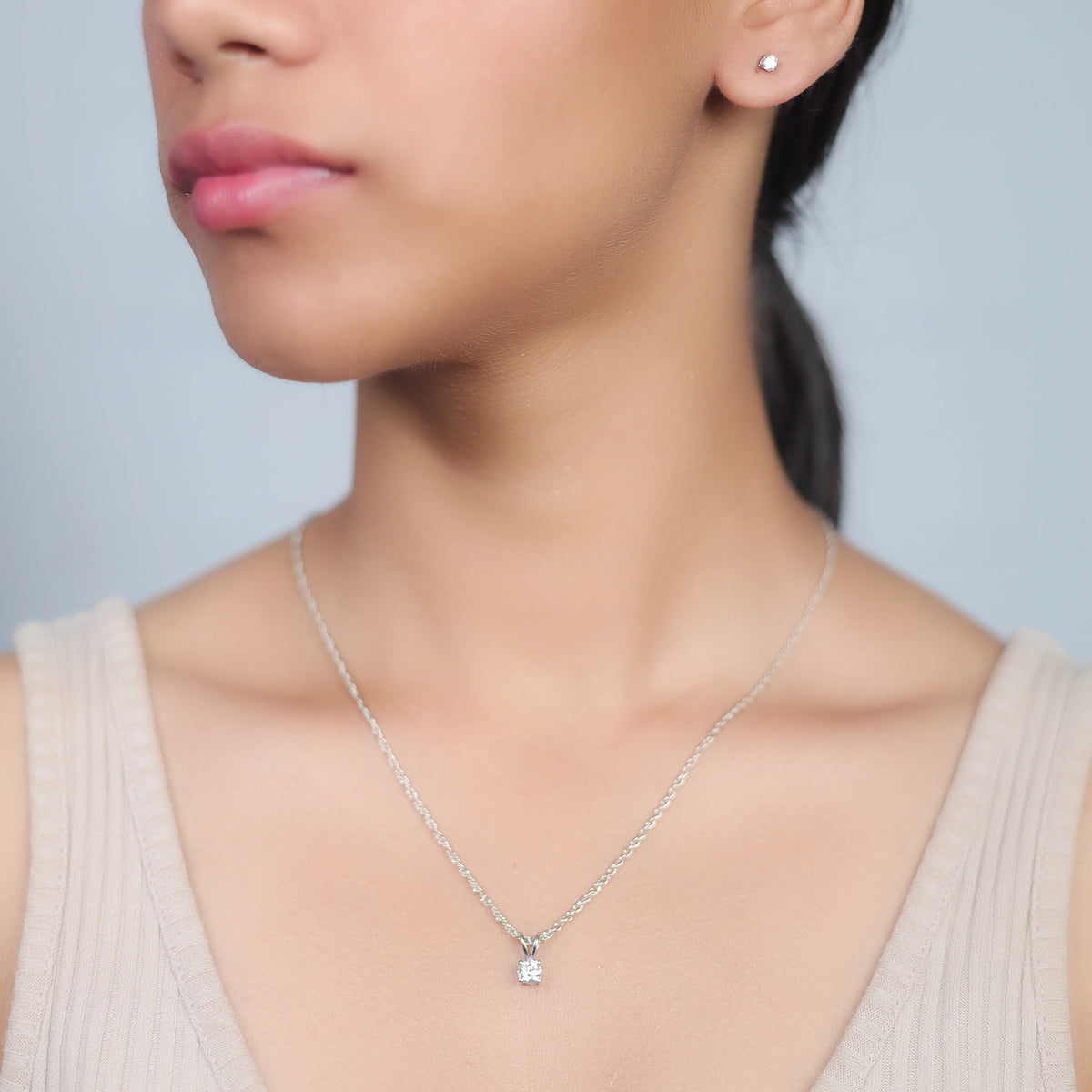 925 Silver Classic Solitaire Cubic Set - 925 sterling silver jewellery set by Tassya Silver