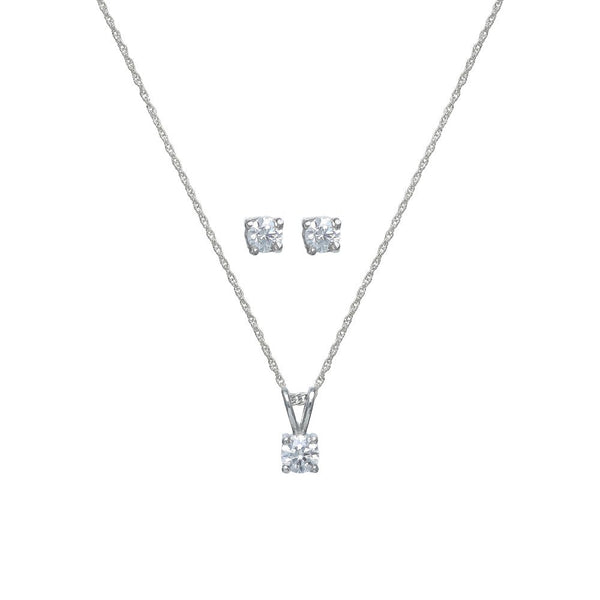 925 Silver Classic Solitaire Cubic Set