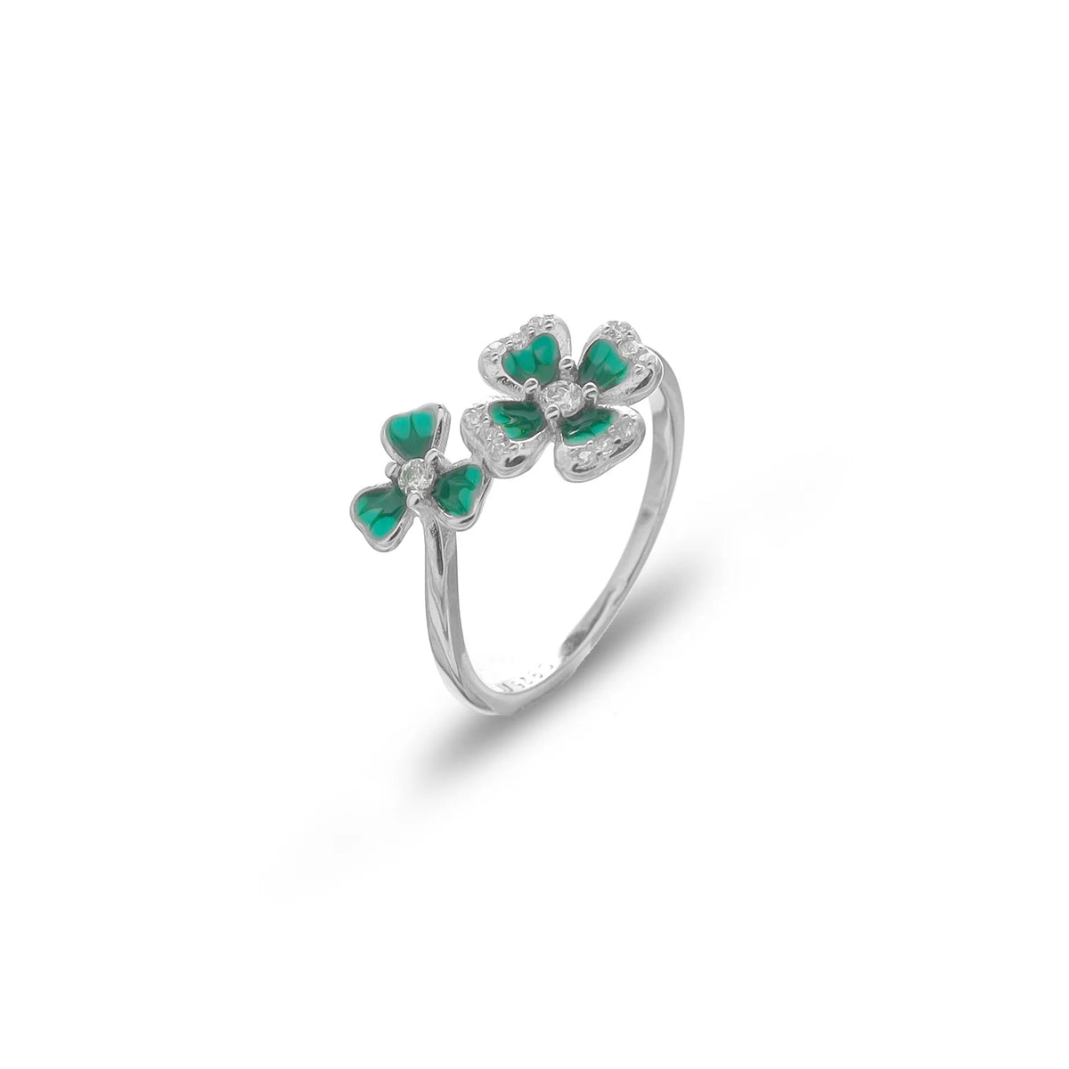 925 Silver Clover Charm Minimal Ring - 925 sterling silver ring by Tassya Silver