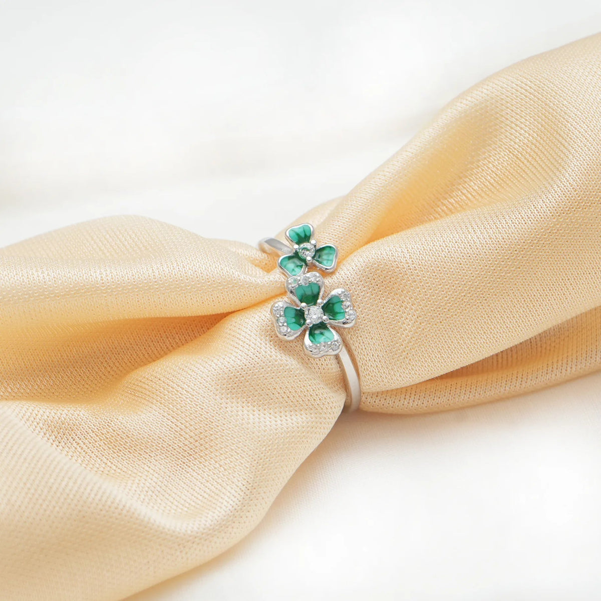 925 Silver Clover Charm Minimal Ring - 925 sterling silver ring by Tassya Silver