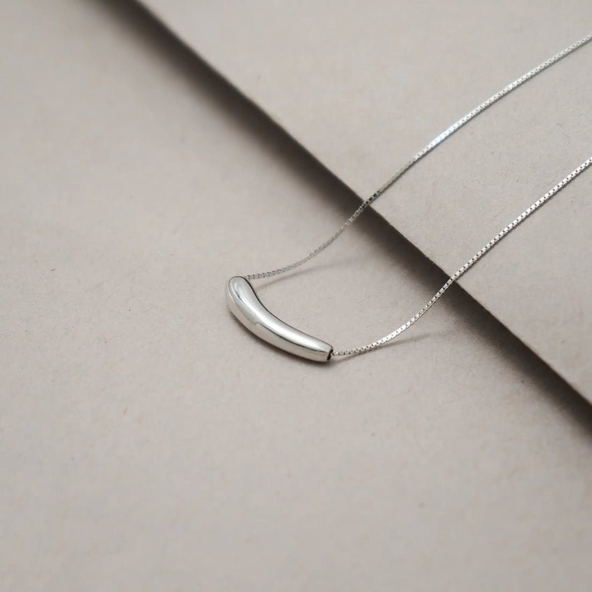 925 Silver Contour Bar Chain Pendant - 925 sterling silver pendant by Tassya Silver