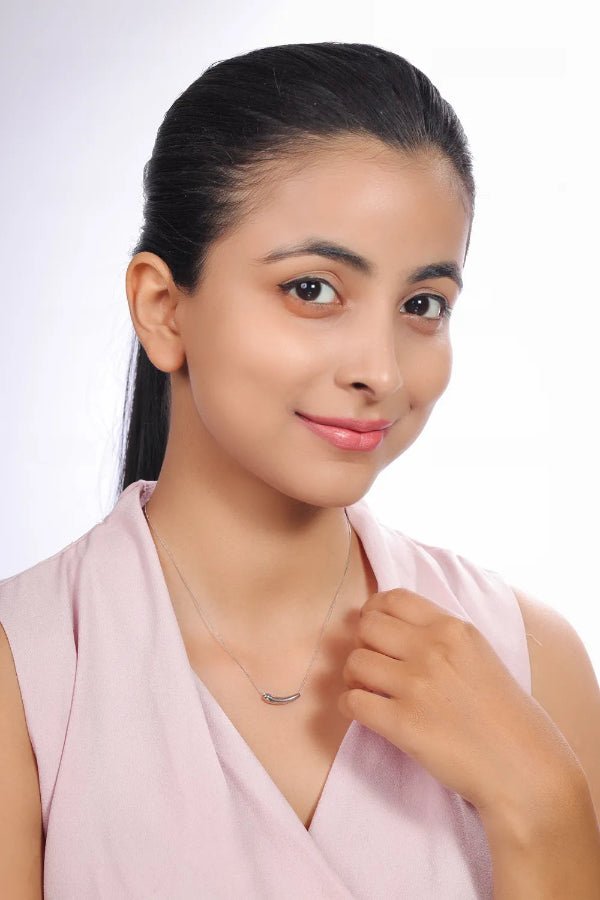 925 Silver Contour Bar Chain Pendant - 925 sterling silver pendant by Tassya Silver