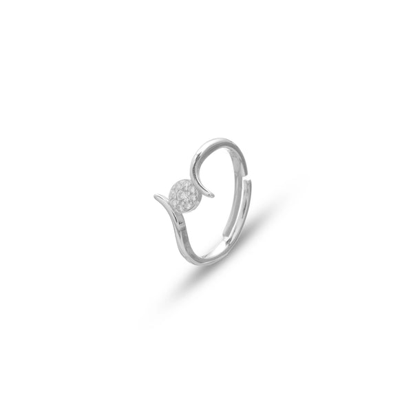 925 Silver Crescent Dot Minimal Ring
