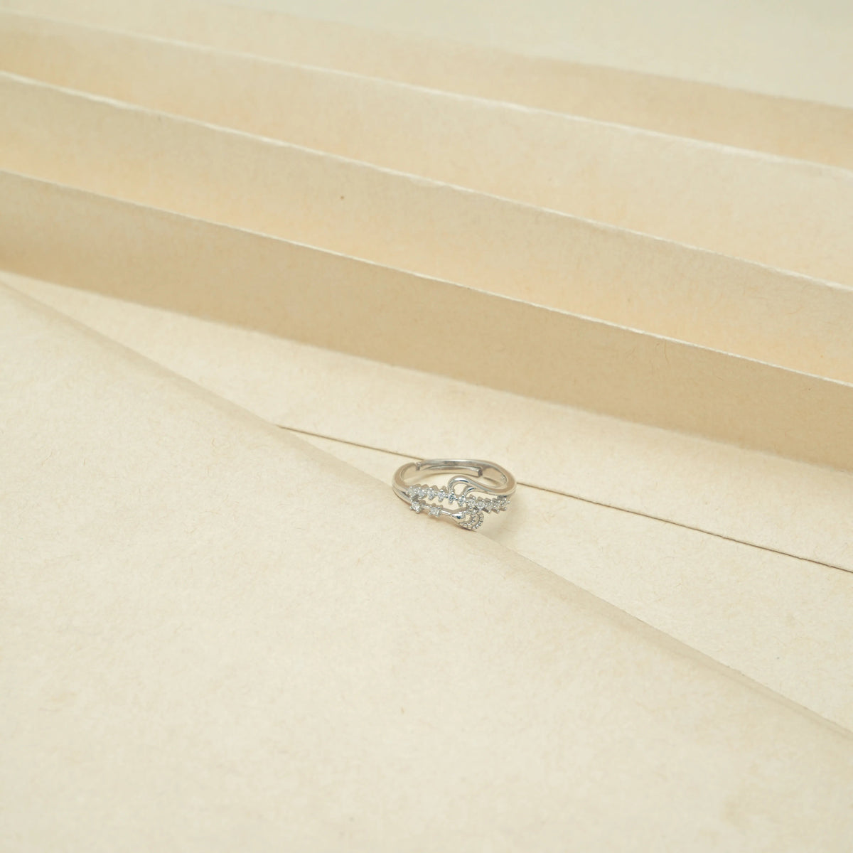 925 Silver Crescent Sparkle Ring - 925 sterling silver ring by Tassya Silver