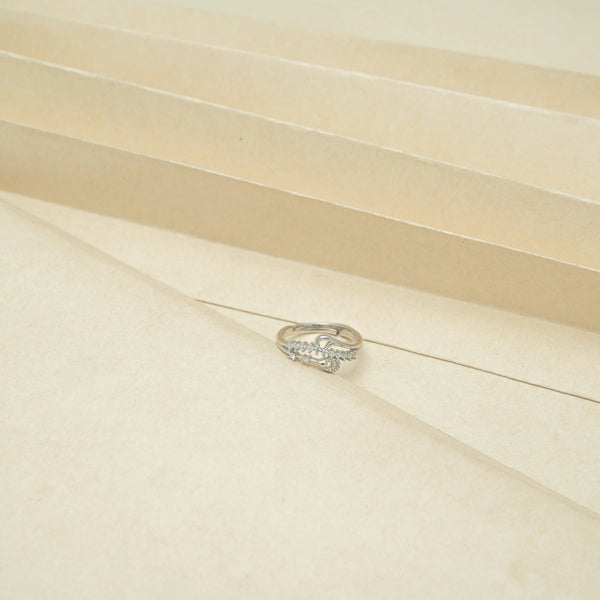 925 Silver Crescent Sparkle Ring