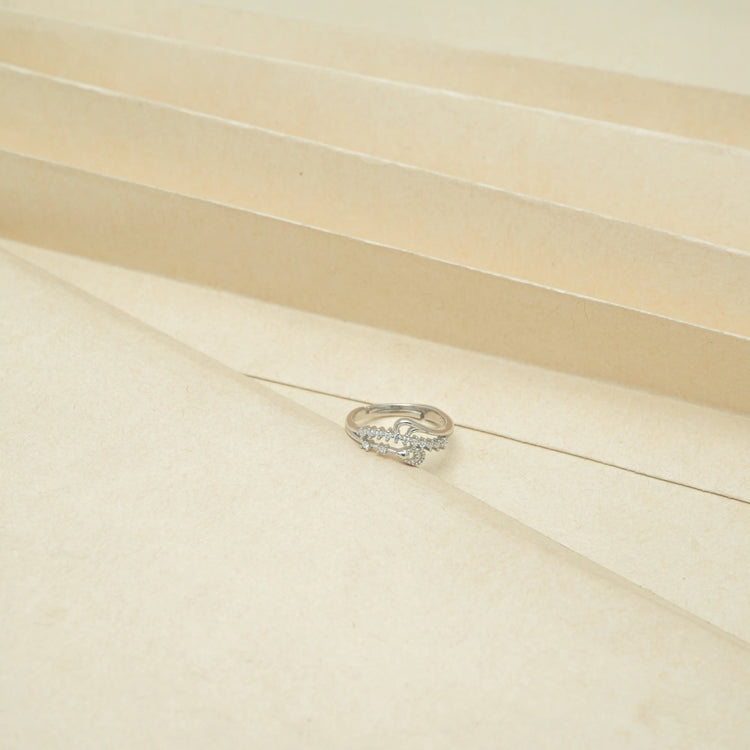 925 Silver Crescent Sparkle Ring - 925 sterling silver ring by Tassya Silver