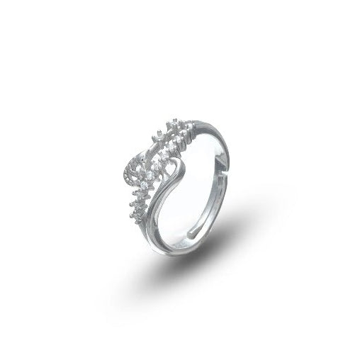 925 Silver Crescent Sparkle Ring