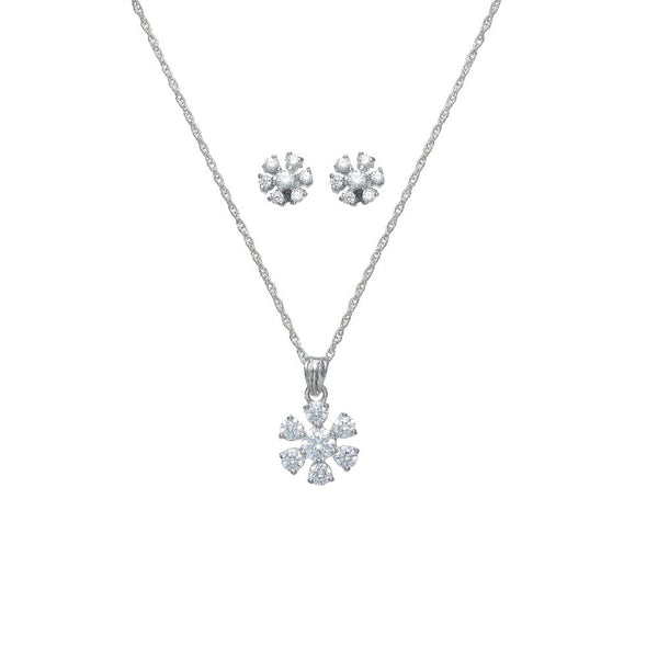 925 Silver Crystal Flower Spark Set