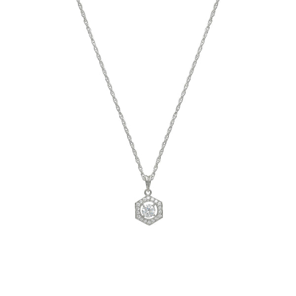 925 Silver Crystal Hexa Pendant