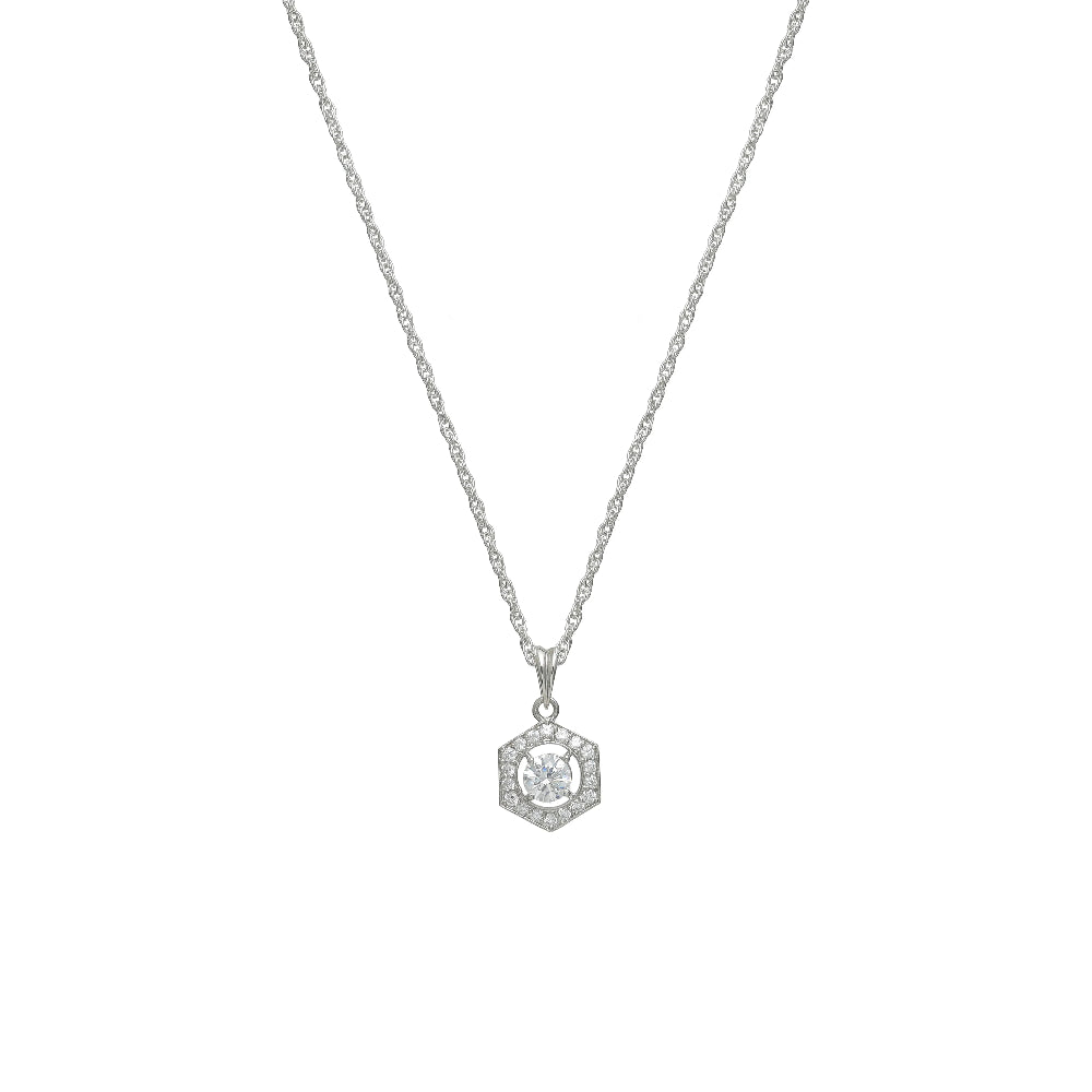 925 Silver Crystal Hexa Pendant - 925 sterling silver pendant by Tassya Silver