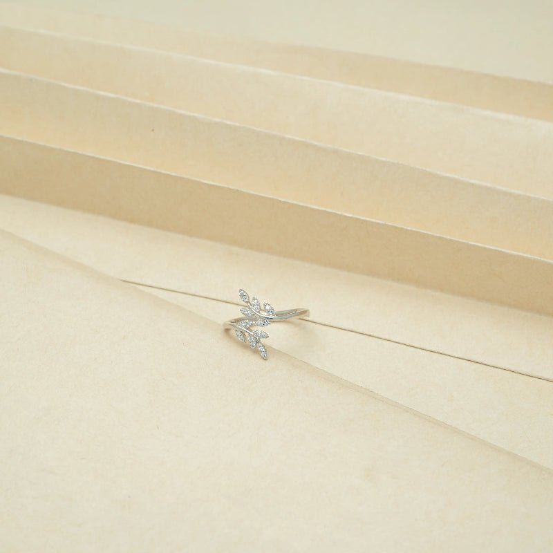 925 Silver Dewdrop Leaf Ring - 925 sterling silver ring by Tassya Silver