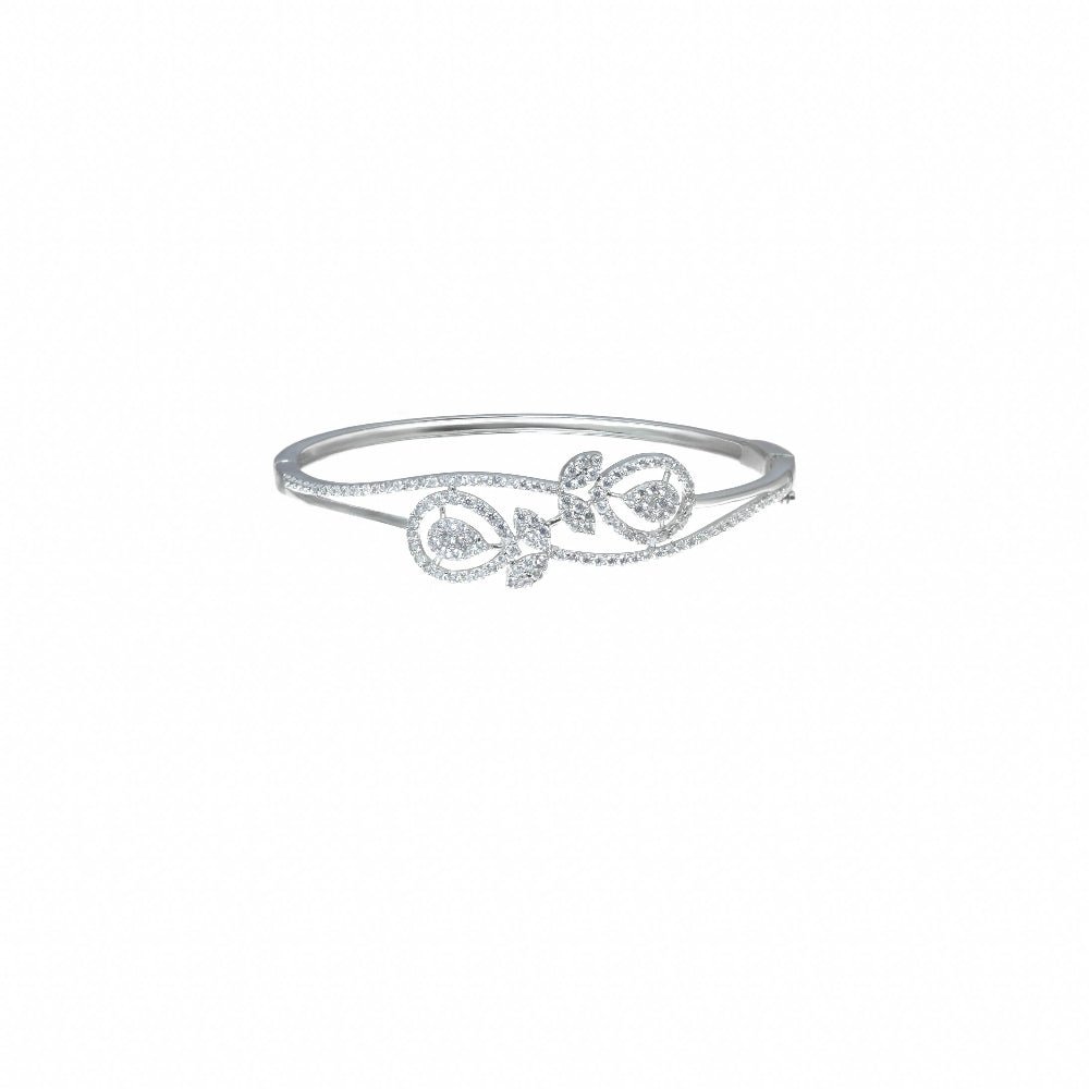 925 Silver Diamond Dewdrop Dance Kada - 925 sterling silver bracelet by Tassya Silver