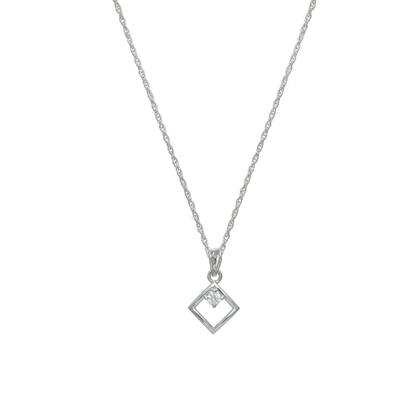 925 Silver Diamond Square Pendant