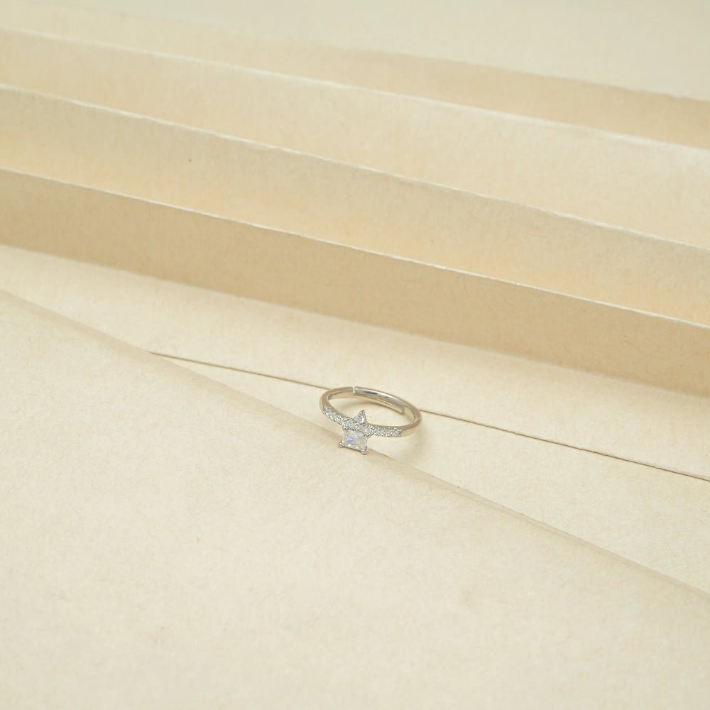 925 Silver Diamond Star Ring - 925 sterling silver ring by Tassya Silver