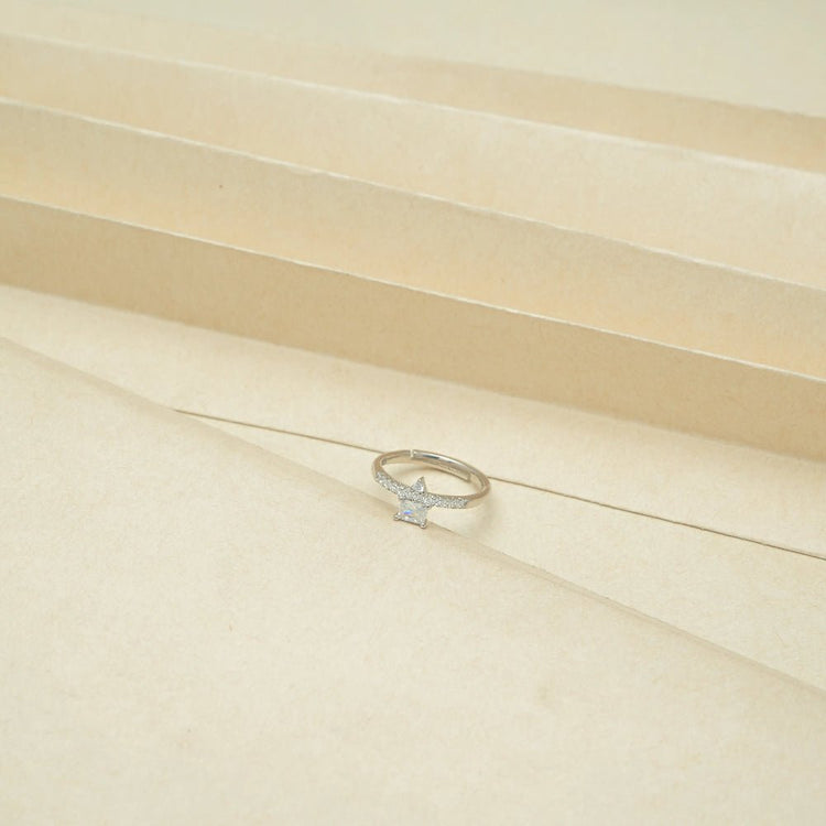 925 Silver Diamond Star Ring - 925 sterling silver ring by Tassya Silver