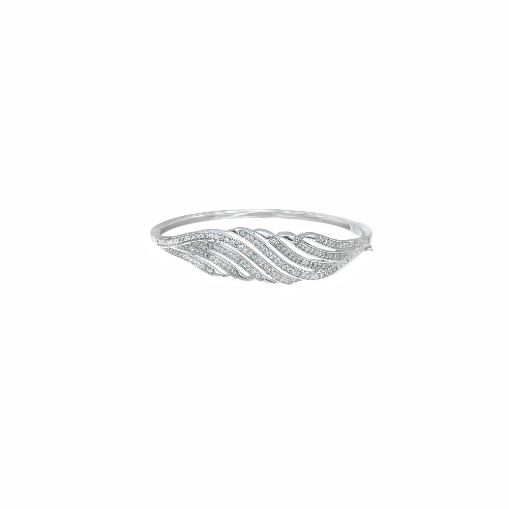 925 Silver Diamond Waves Kada - 925 sterling silver bracelet by Tassya Silver