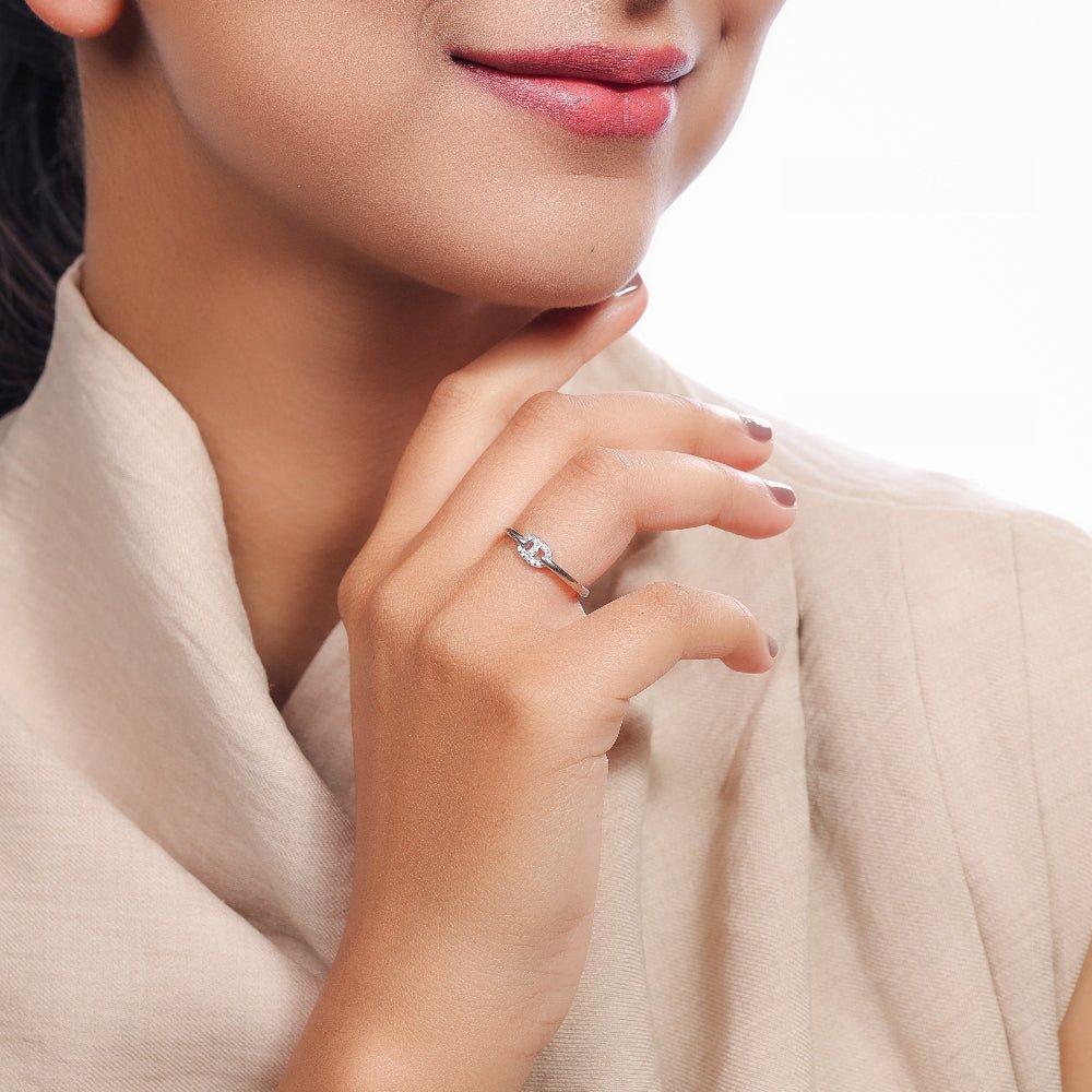 925 Silver Diamondette Oval Ring - 925 sterling silver ring by Tassya Silver