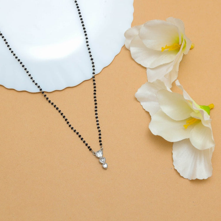 925 Silver Double Diamond Bliss Mangalsutra - 925 sterling silver mangalsutra by Tassya Silver