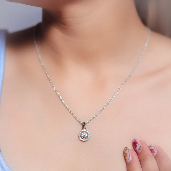 925 Silver Double Halo Pendant