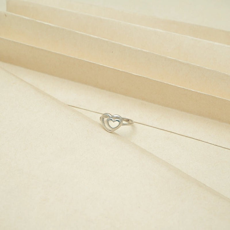 925 Silver Double Heart Harmony Ring - 925 sterling silver ring by Tassya Silver