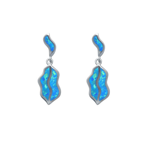 925 Silver Elegant Blue Opal Drop Earrings