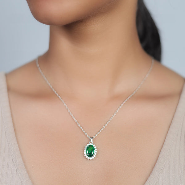925 Silver Emerald Blaze Pendant