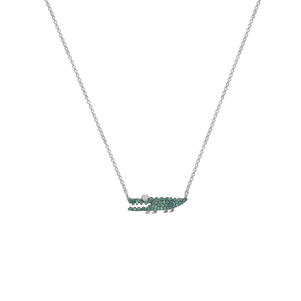 925 Silver Emerald Croc Pendant