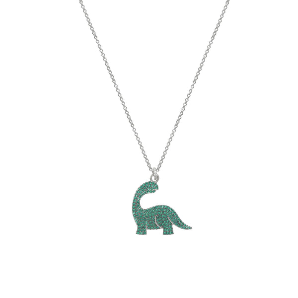925 Silver Emerald Dino Pendant