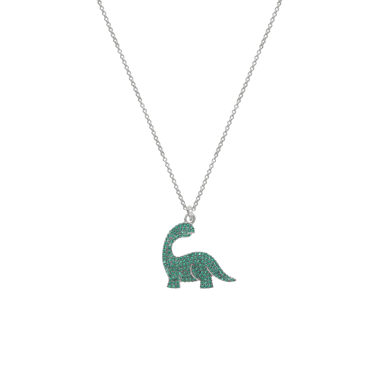 925 Silver Emerald Dino Pendant - 925 sterling silver pendant by Tassya Silver