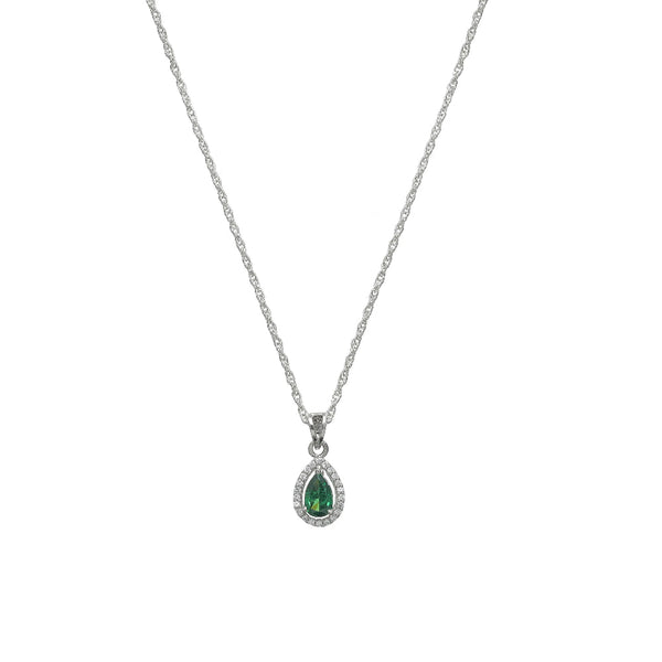 925 Silver Emerald Tear Drop Pendant