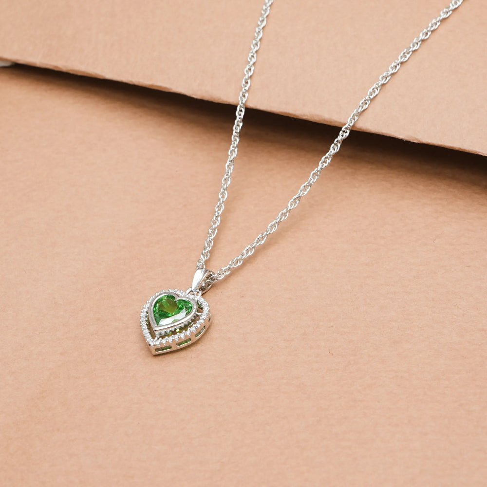 925 Silver Emerald Embrace Heart Pendant - 925 sterling silver pendant by Tassya Silver