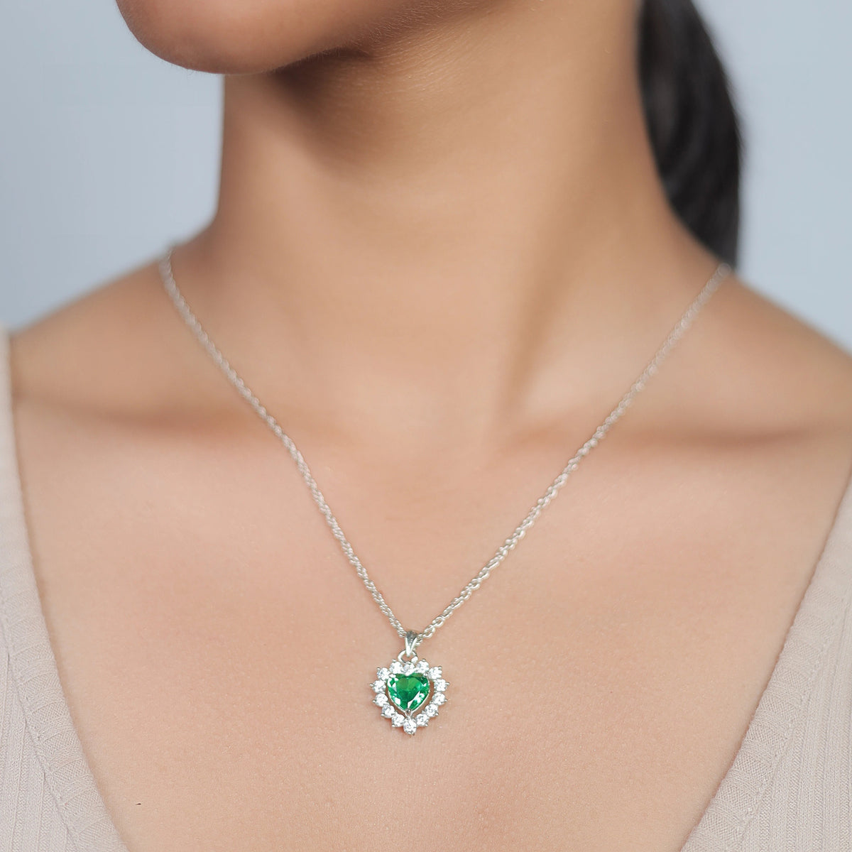 925 Silver Emerald Flame Pendant - 925 sterling silver pendant by Tassya Silver