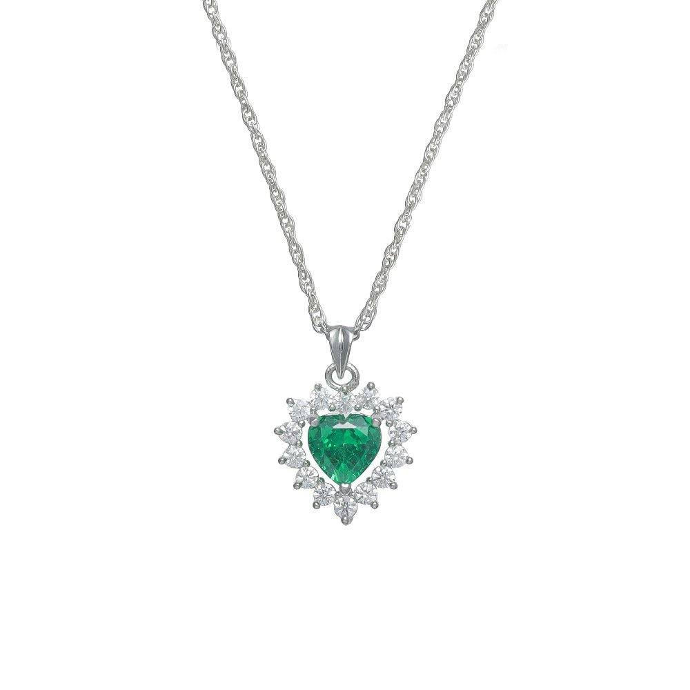 925 Silver Emerald Flame Pendant - 925 sterling silver pendant by Tassya Silver