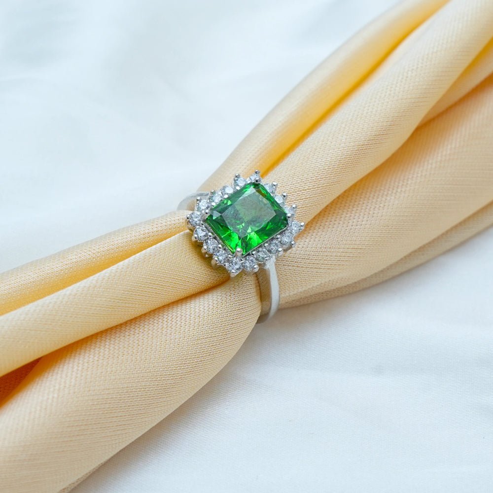 925 Silver Emerald Glow Ring - 925 sterling silver ring by Tassya Silver