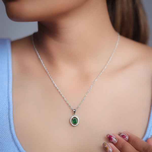 925 Silver Emerald Orbit Pendant
