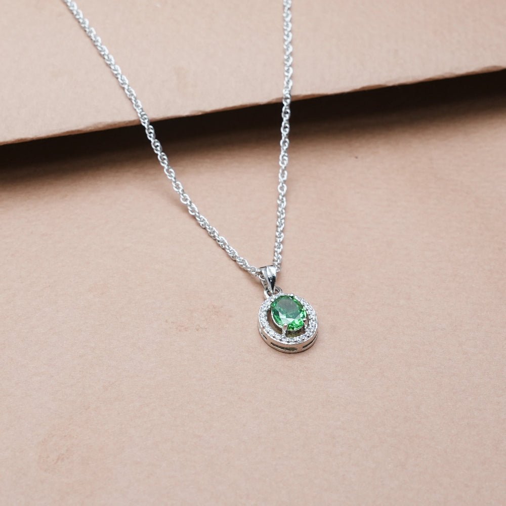 925 Silver Emerald Orbit Pendant - 925 sterling silver pendant by Tassya Silver